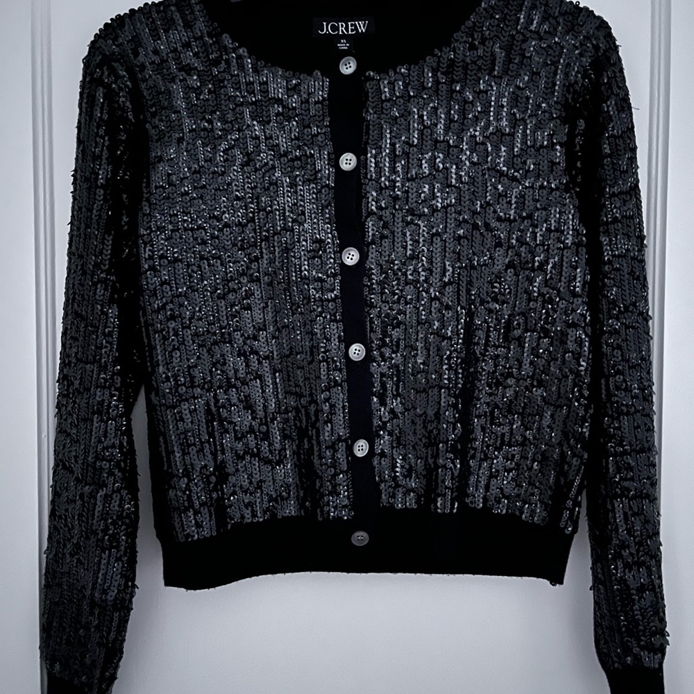 J.Crew “Jackie” Black Sequin Cardigan